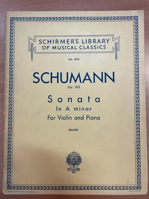 Robert Schumann Sonata in A minor for violin and piano- 3000 partitions, livres et vinyles d'occasion en vente sur notre site internet gastonmusicclub.fr Gaston Music Store
