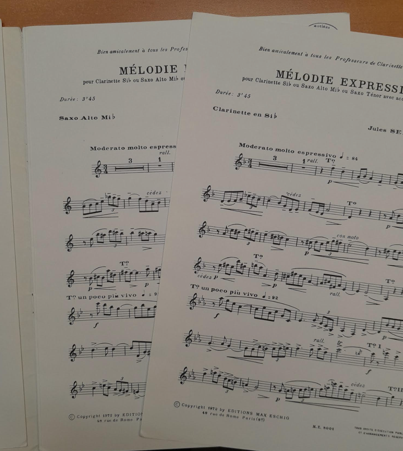 Collery Jules Semler Mélodie expressive pour clarinette en si b ou saxo alto ou saxo ténor et piano