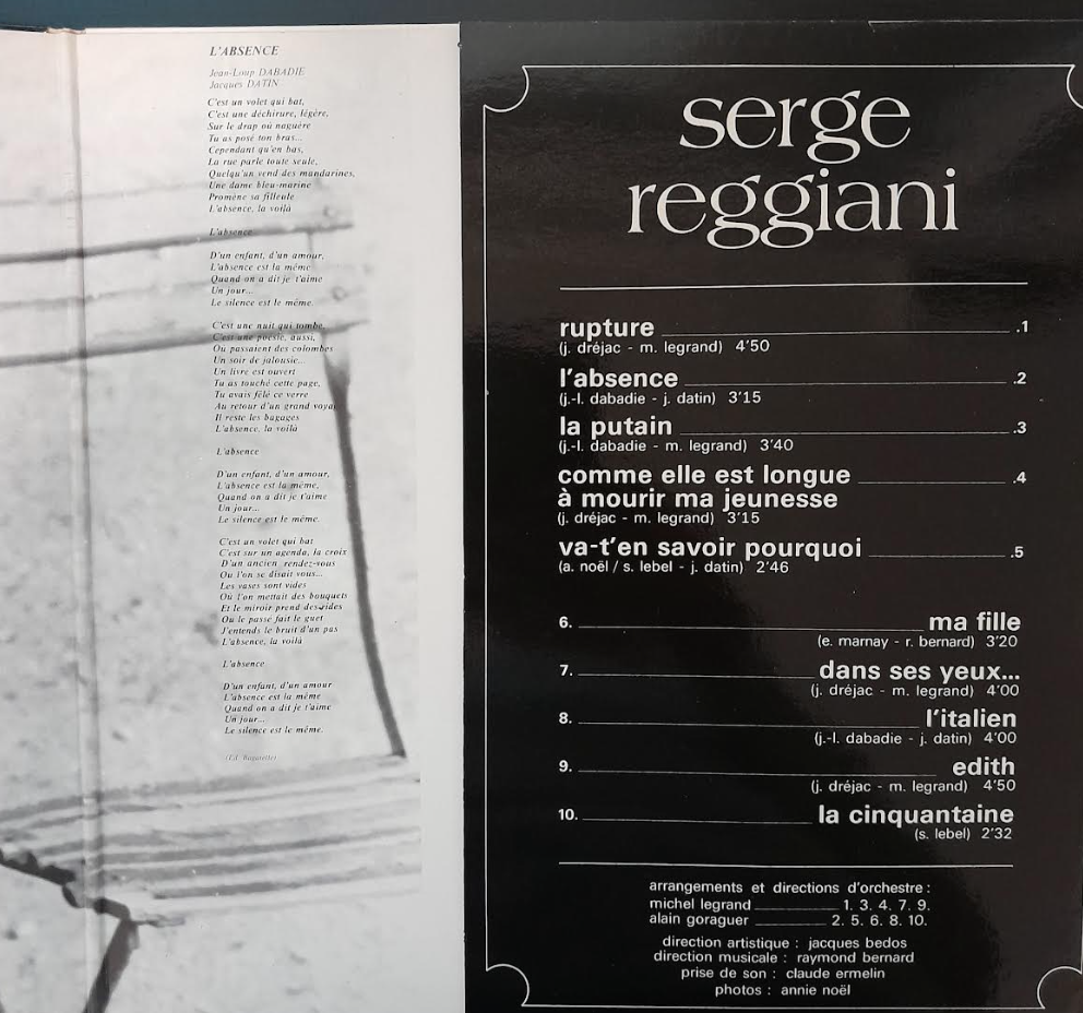 Vinyle 33 tours Serge Reggiani-3000 partitions, livres et vinyles d'occasion en vente sur notre site internet gastonmusicclub.fr Gaston Music Store