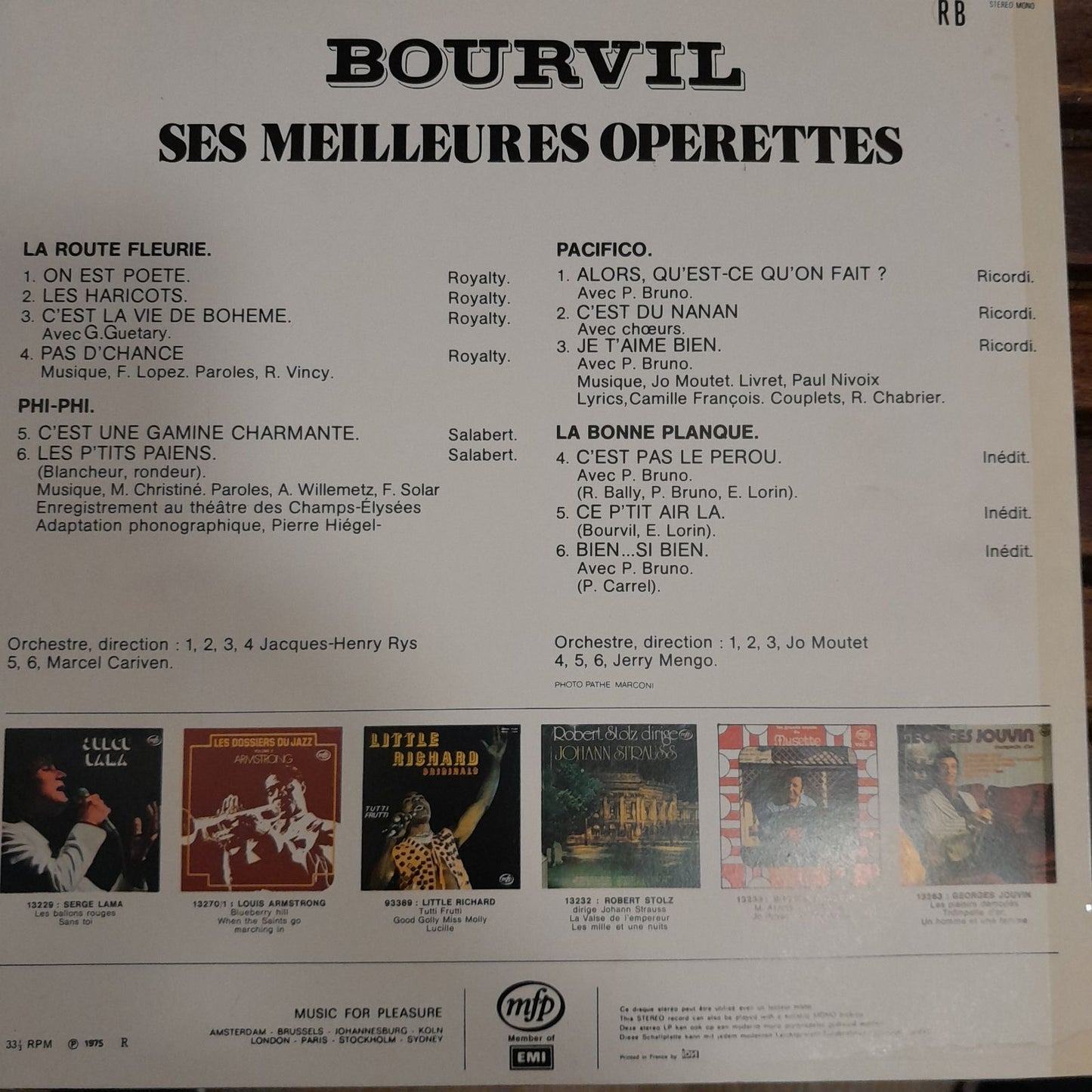 Vinyle Bourvil Ses meilleures opérettes- 3000 partitions, livres et vinyles d'occasion en vente sur notre site internet gastonmusicclub.fr Gaston Music Store