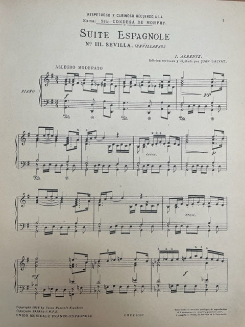 Isaac Albeniz Suite espagnole volume 3 Sevilla (Sevillanas) partition piano-3000 partitions, livres et vinyles d'occasion en vente sur notre site internet gastonmusicclub.fr Gaston Music Store