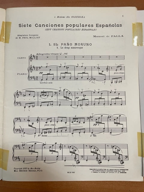 Manuel De Falla 7 chansons populaires espagnoles pour voix moyennes et piano