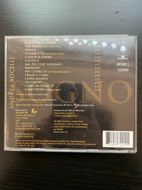CD Andrea Boccelli Sogno-3000 partitions, livres et vinyles d'occasion en vente sur notre site internet gastonmusicclub.fr Gaston Music Store