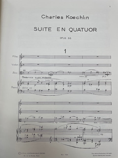 Charles Koechlin Suite en quatuor (conducteur + parties séparées)-3000 partitions, livres et vinyles d'occasion en vente sur notre site internet gastonmusicclub.fr Gaston Music Store