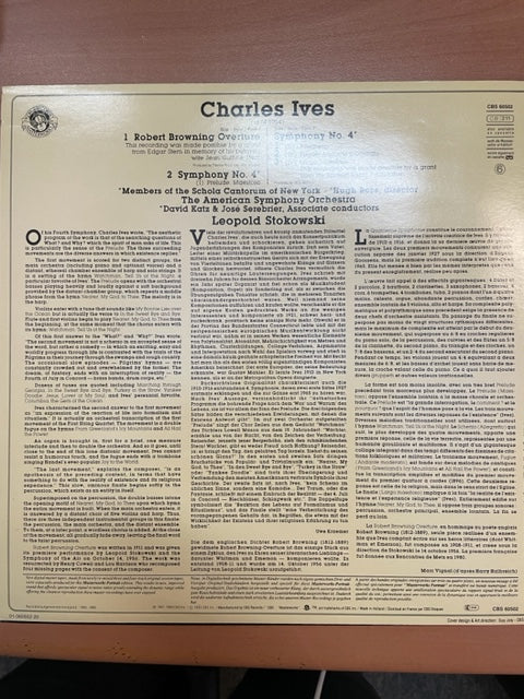 Vinyle Charles Ives Robert Browning Overture - Symphony n°4-3000 partitions, livres et vinyles d'occasion en vente sur notre site internet gastonmusicclub.fr Gaston Music Store