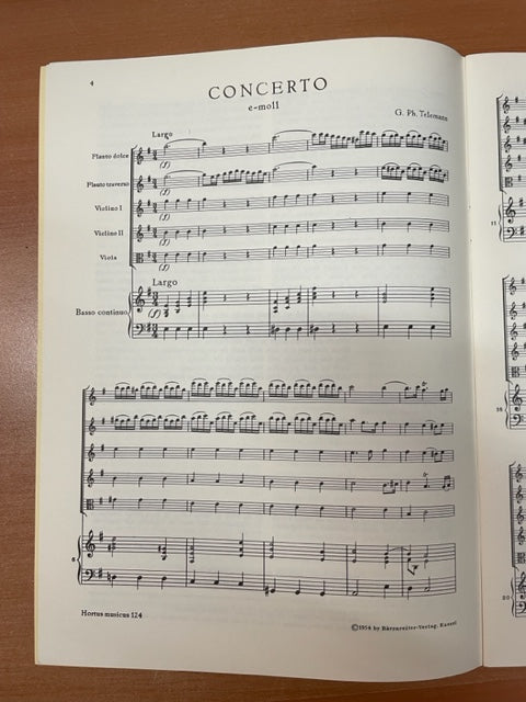 Telemann Concerto en mi mineur pour 2 flutes, deux violons et basse continue