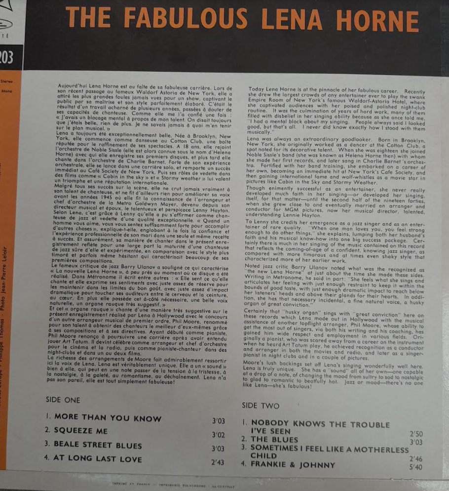 Vinyle The fabulous Lena Horne- 3000 partitions, livres et vinyles d'occasion en vente sur notre site internet gastonmusicclub.fr Gaston Music Store