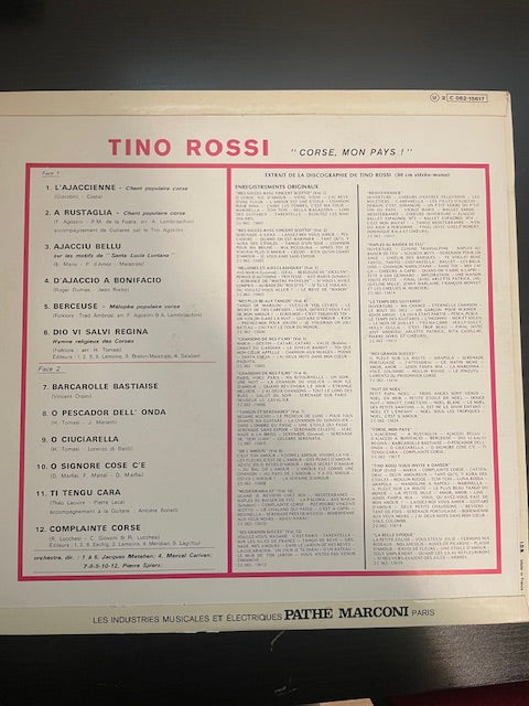 Vinyle Tino Rossi Corse, mon pays!-3000 partitions, livres et vinyles d'occasion en vente sur notre site internet gastonmusicclub.fr Gaston Music Store