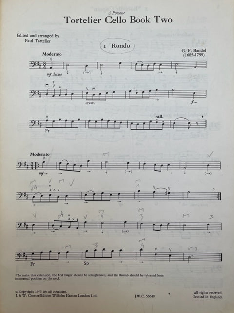 Paul Tortellier Cello Book Two first position for cello partition pour violoncelle et piano