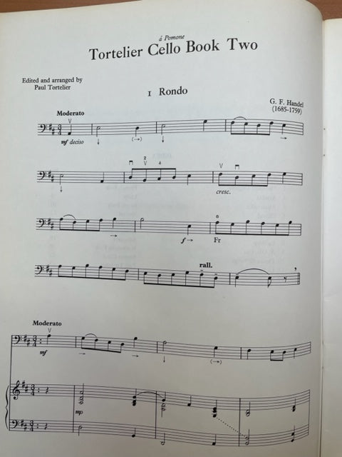 Paul Tortellier Cello Book Two first position for cello partition pour violoncelle et piano