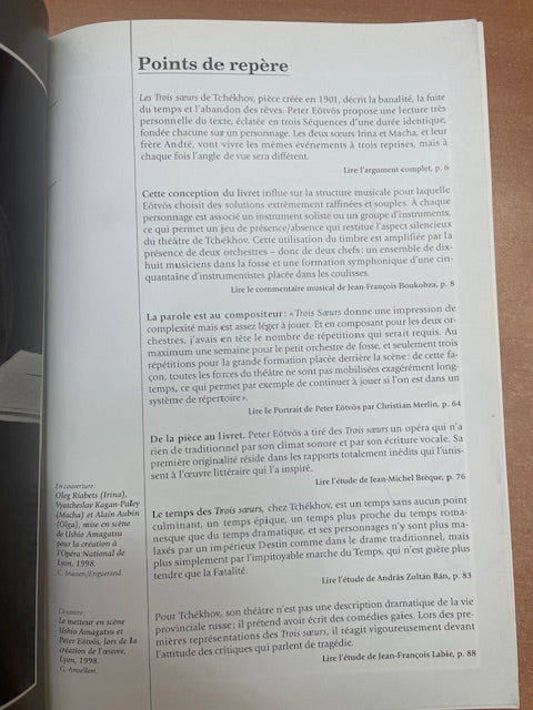 Peter Eötvös Trois soeur Revue Avant-scène opéra n° 204-3000 partitions, livres et vinyles d'occasion en vente sur notre site internet gastonmusicclub.fr Gaston Music Store