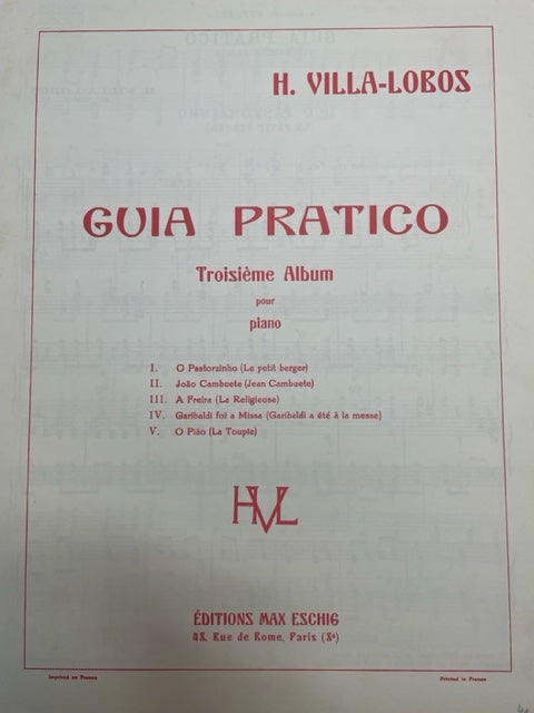 Heitor Villa-Lobos Guia pratico 3e album pour piano - 3000 partitions, livres et vinyles d'occasion en vente sur notre site internet gastonmusicclub.fr Gaston Music Store