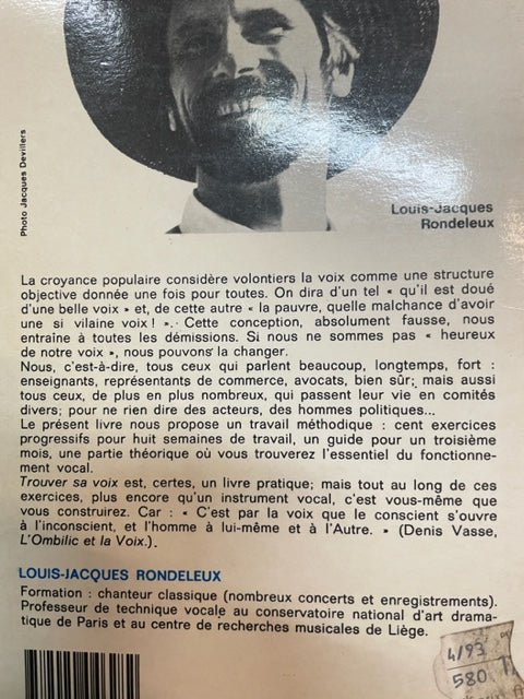 Trouver sa voix livre de Louis-Jacques Rondeleux