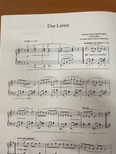 Moussorgsky Une larme partition piano - 3000 partitions, livres et vinyles d'occasion en vente sur notre site internet gastonmusicclub.fr Gaston Music Store