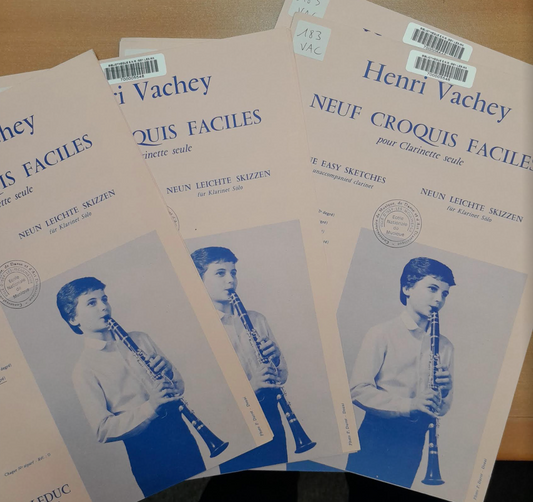 Henri Vachey Neuf croquis faciles pour clarinette seule (les 9 pièces vendues ensemble)-3000 partitions, livres et vinyles d'occasion en vente sur notre site internet gastonmusicclub.fr Gaston Music Store