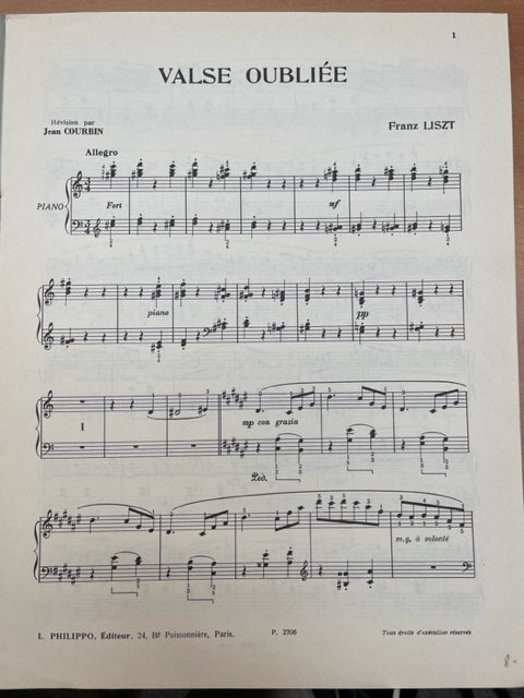 Franz Liszt Valse oubliée partition piano- 3000 partitions, livres et vinyles d'occasion en vente sur notre site internet gastonmusicclub.fr Gaston Music Store