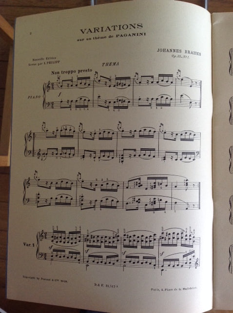 Brahms Variations sur un thème de Paganini Opus 35 1er cahier pour piano