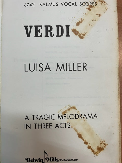 Giuseppe Verdi Luisa Miller, drame en 3 actes Réduction piano voix- 3000 partitions, livres et vinyles d'occasion en vente sur notre site internet gastonmusicclub.fr Gaston Music Store