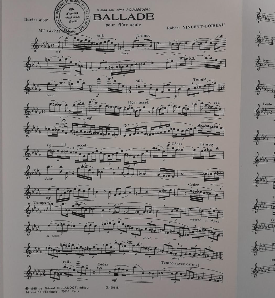 Vincent-Loiseau Robert Ballade pour flûte seule
