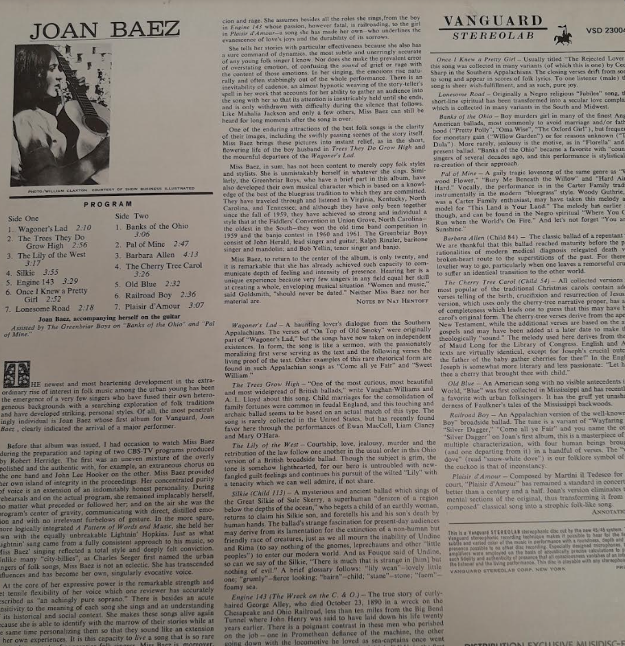Vinyle Joan Baez- 3000 partitions, livres et vinyles d'occasion en vente sur notre site internet gastonmusicclub.fr Gaston Music Store