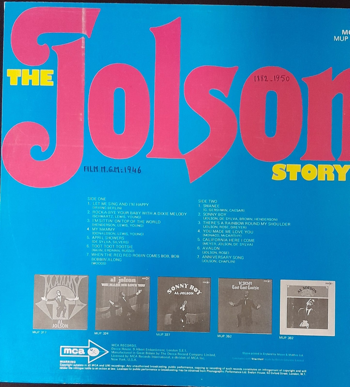 Vinyle Al Jolson : The Jolson story