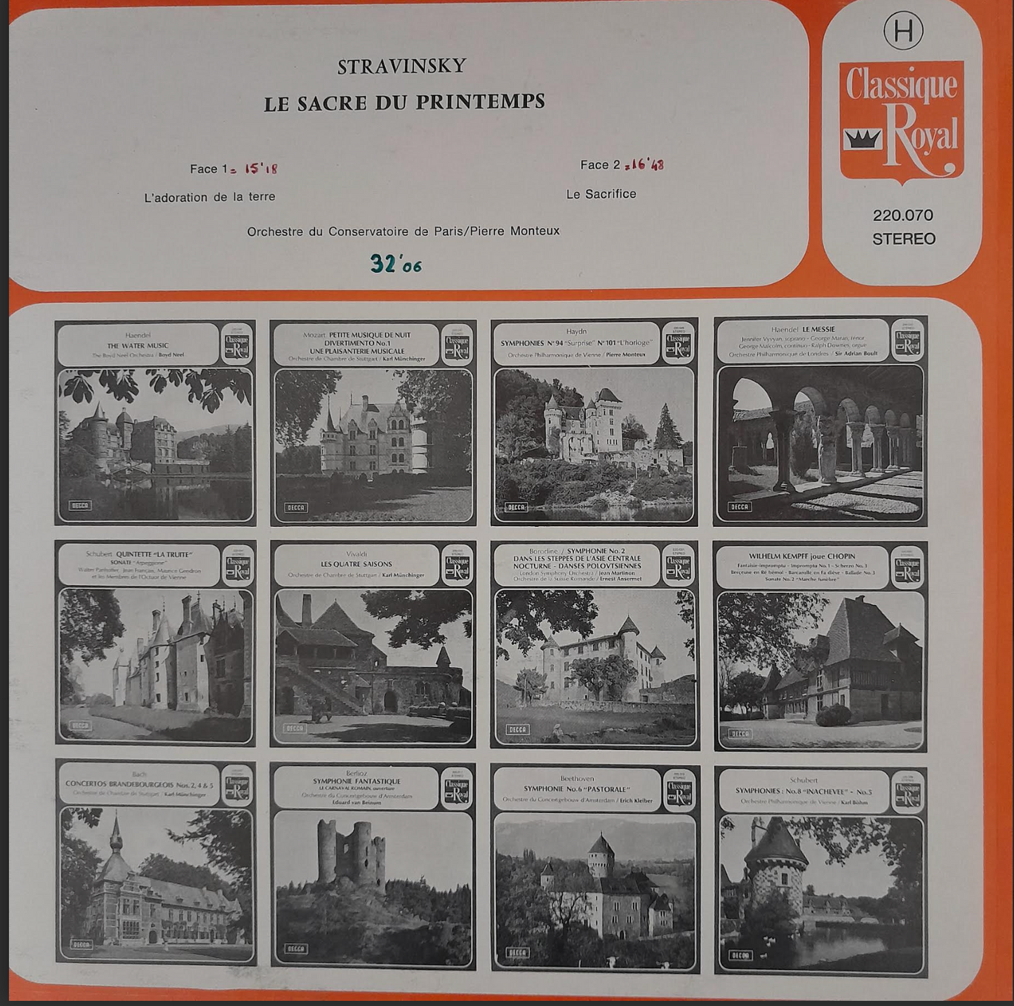 Vinyle Igor Stavinsky direction Pierre Monteux Le Sacre du printemps Orchestre du Conservatoire de Paris