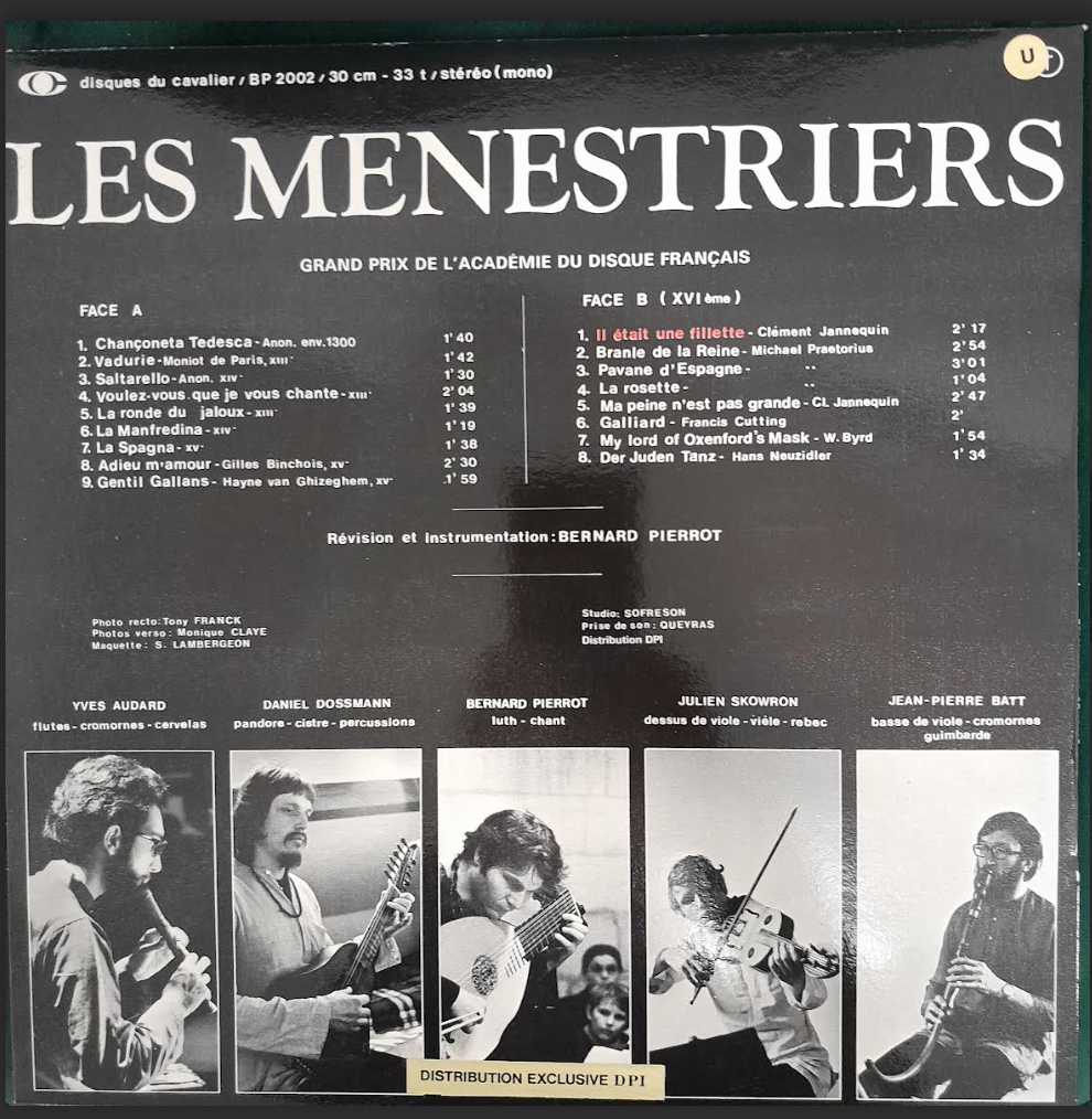 Vinyle Les Ménestriers Il était une fillette...