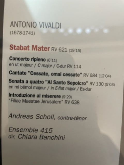 CD Antonio Vivaldi Stabat Mater - Nisi Dominus - Concerto in G minor James Bowman-3000 partitions, livres et vinyles d'occasion en vente sur notre site internet gastonmusicclub.fr Gaston Music Store