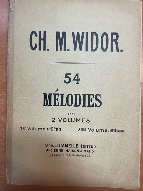 Charles Marie Widor 54 mélodies volume 2 pour chant et piano