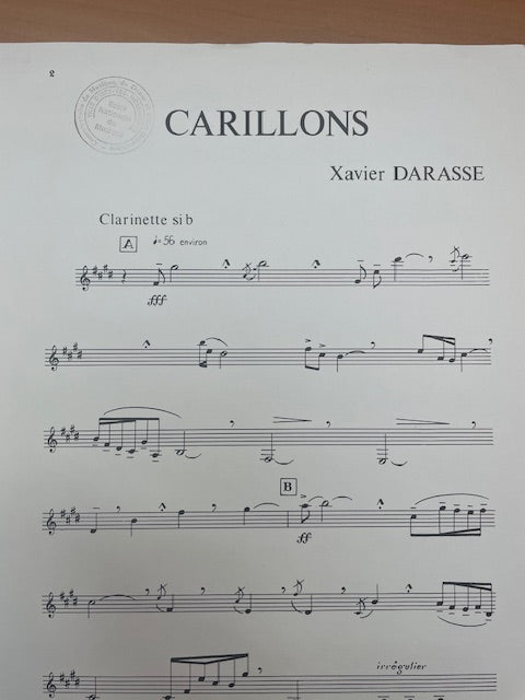 Xavier Darasse Carillons pour clarinette et piano-3000 partitions, livres et vinyles d'occasion en vente sur notre site internet gastonmusicclub.fr Gaston Music Store