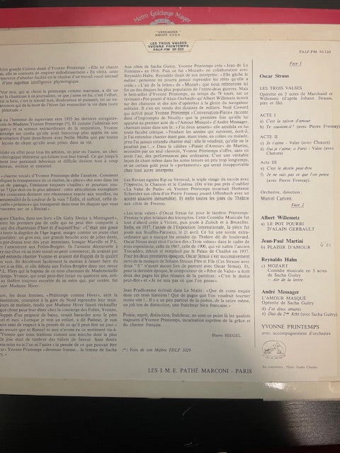 Vinyle Yvonne Printemps chante Les trois valses-3000 partitions, livres et vinyles d'occasion en vente sur notre site internet gastonmusicclub.fr Gaston Music Store