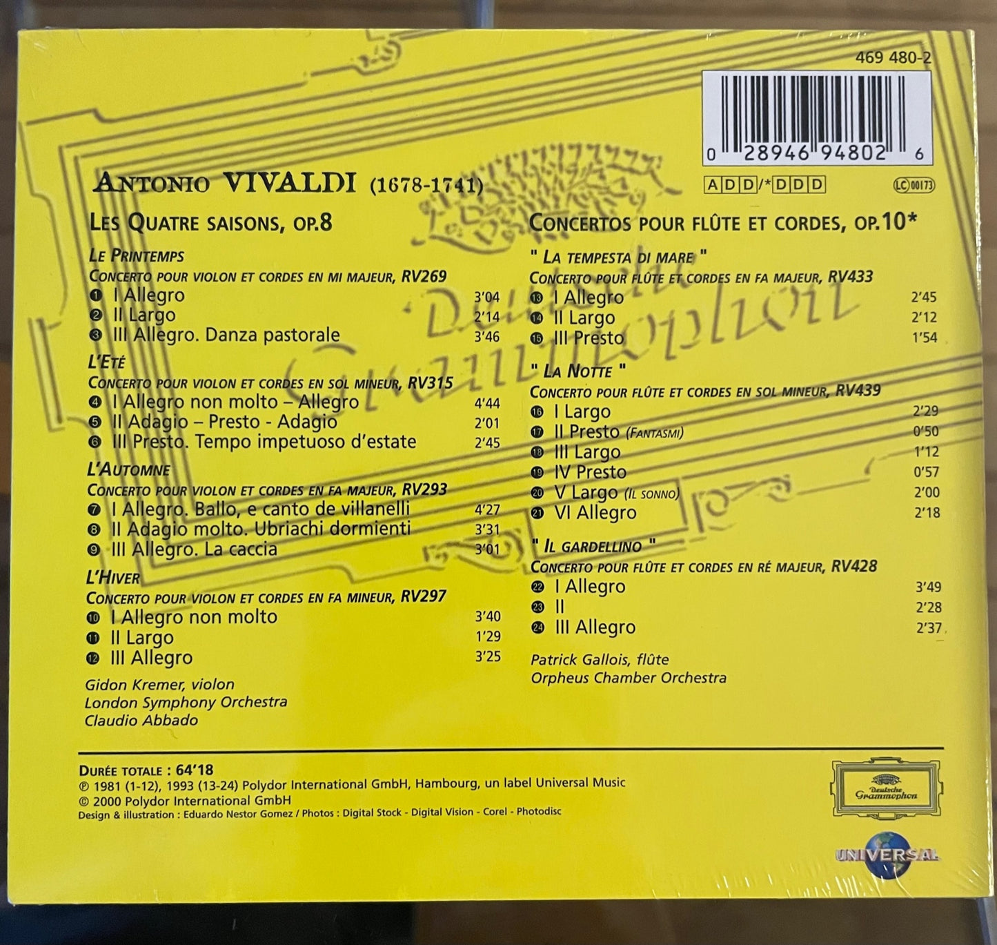 CD Vivaldi les Quatre Saisons Gidon Kremer Claudio Abbado