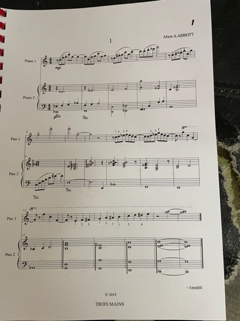 Abbott Alain 3 mains, partition piano 14 pièces très faciles pour piano