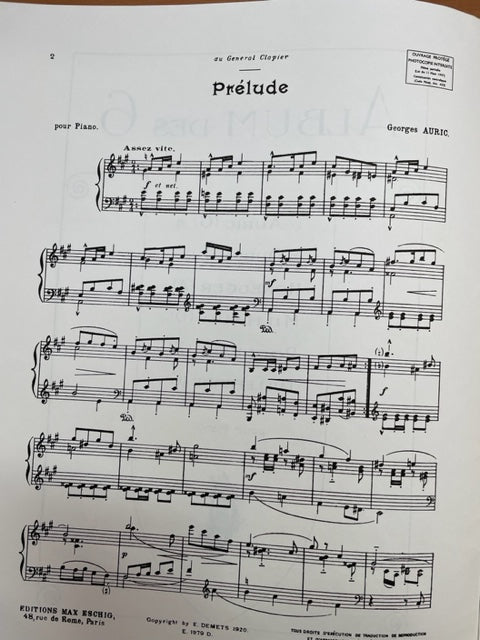 Album des Six partition piano : Auric - Durey - Honegger - Poulenc - Tailleferre