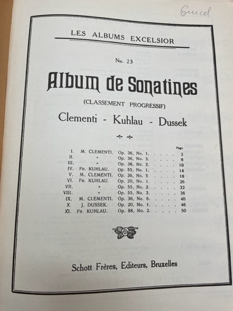 Partition Album de sonatines pour piano n°25 Clementi Kuhlau Dussek