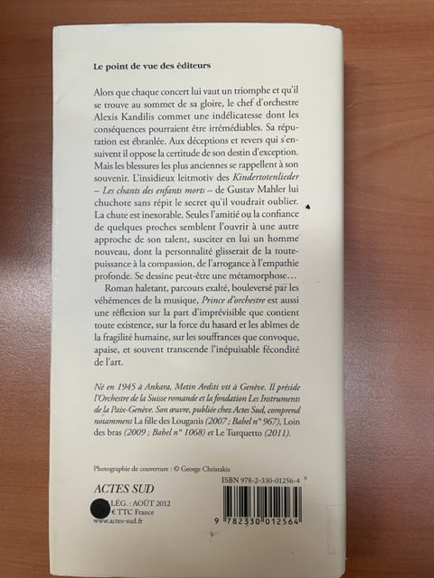 Prince d'orchestre Roman de Metin Arditi- 3000 partitions, livres et vinyles d'occasion  en vente sur notre site internet gastonmusicclub.fr Gaston Music Store