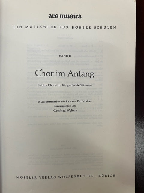 Ars Musica 2 Chor im Anfang für gemischte Stimmen partition pour choeur