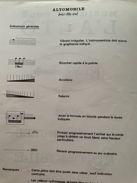 Philippe Hurel Automobile partition pour alto seul