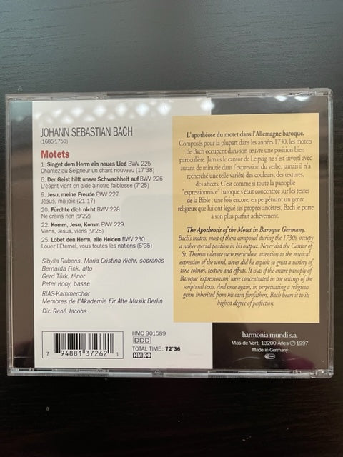 CD J.S. Bach Motets BWV 225, 226, 227, 228 et 230