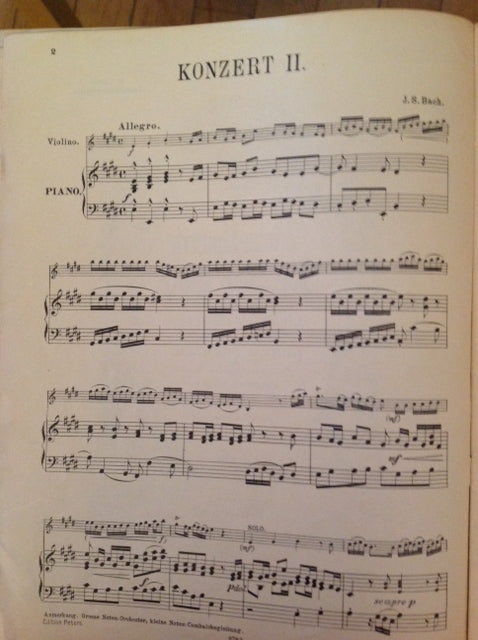 J.S Bach Concerto n°2 en mi majeur partition pour violon et piano