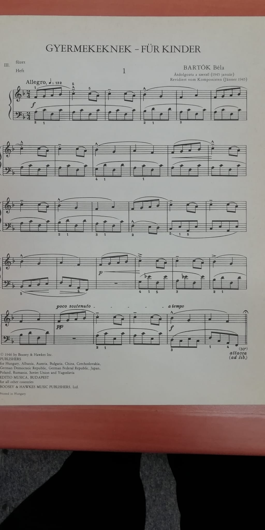 Bartok Bela Für Kinder vol III - IV partition piano