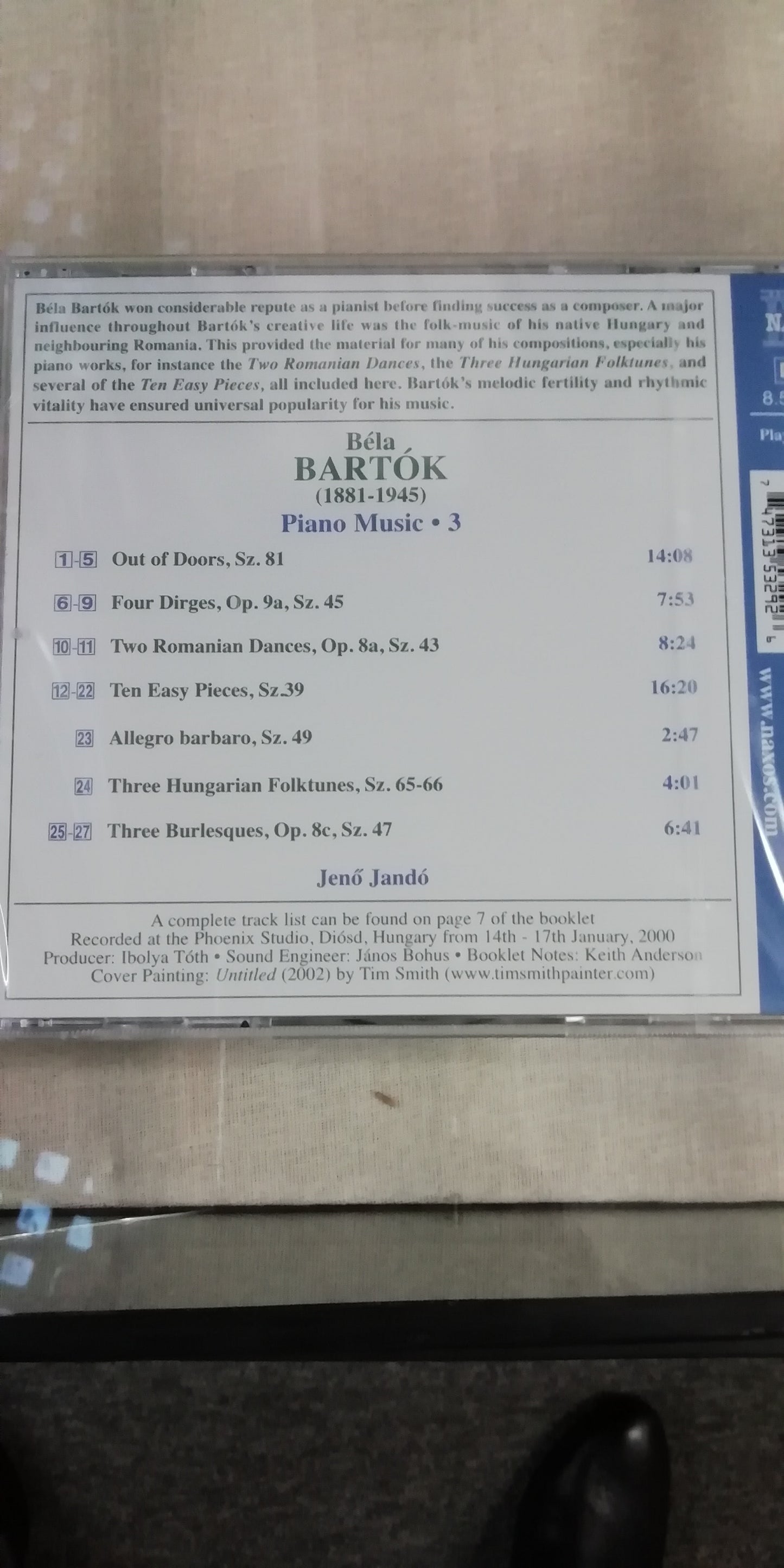 CD Béla Bartok interprété par Jenö Jandó Piano Music volume 3