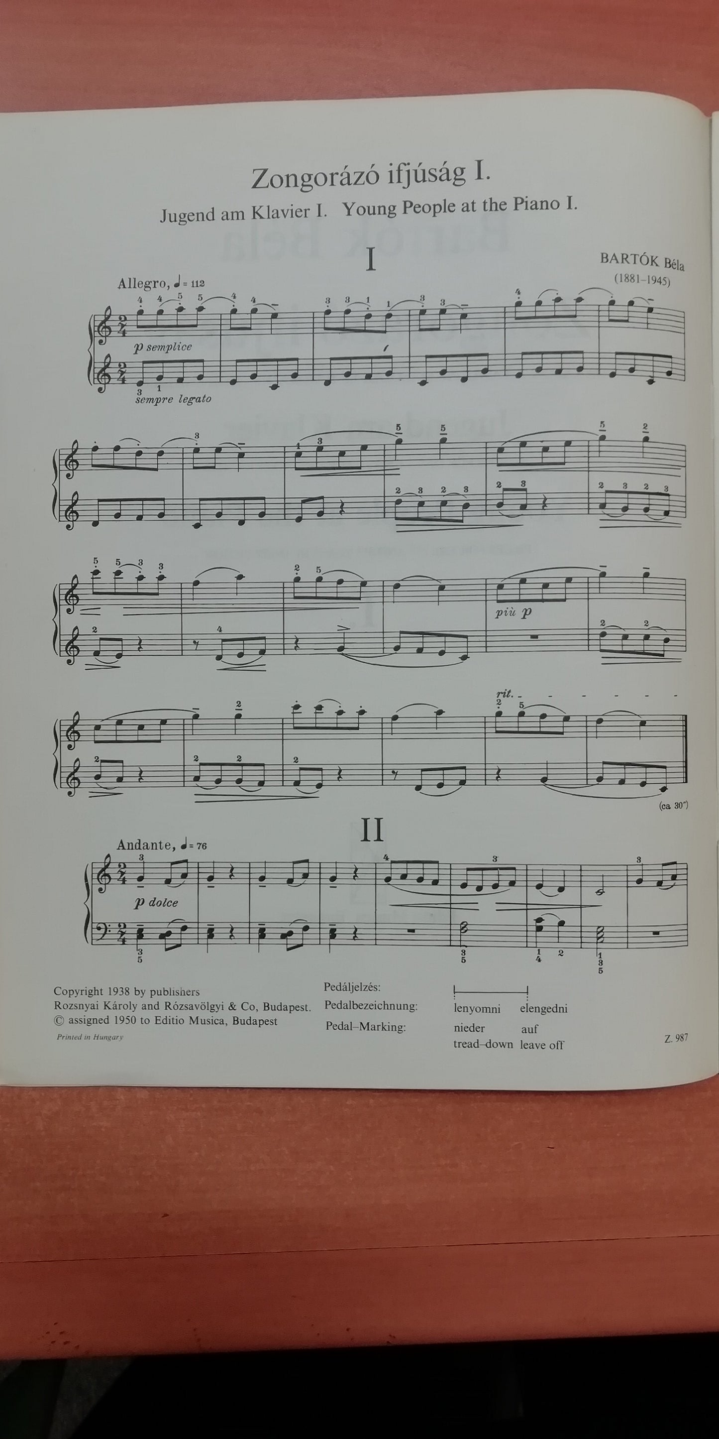 Bartok Young people at the piano partition piano