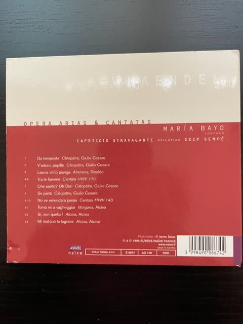 CD Maria Bayo, soprano Haendel Opera arias & Cantatas
