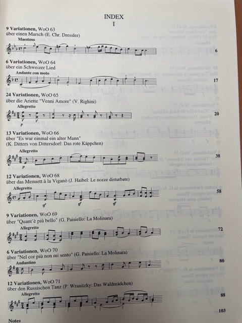 Beethoven Variations volume 1 partition piano