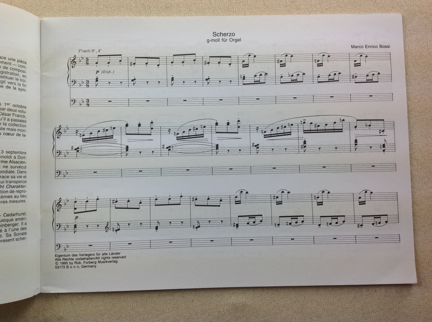 Partition pour orgue BOSSI "Scherzo" - ROUSSEAU "Scherzo" - BUNK "Scherzando" - PARKER "Allegretto"