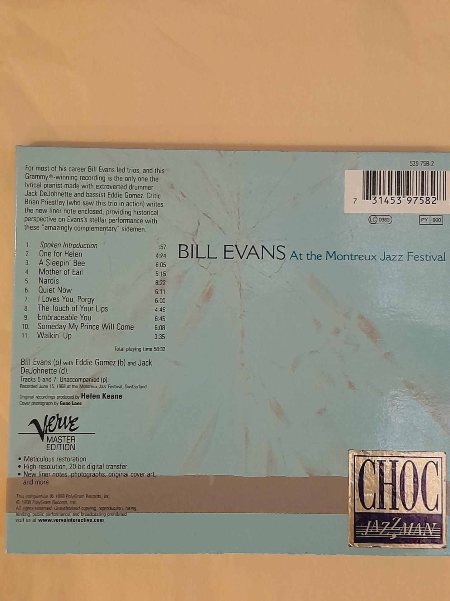 CD Bill Evans At Montreux Jazz Festival