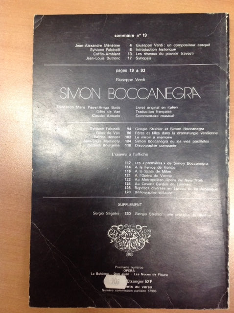 Simon Boccanegra de Giuseppe Verdi, revue Avant-Scène Opéra n°19