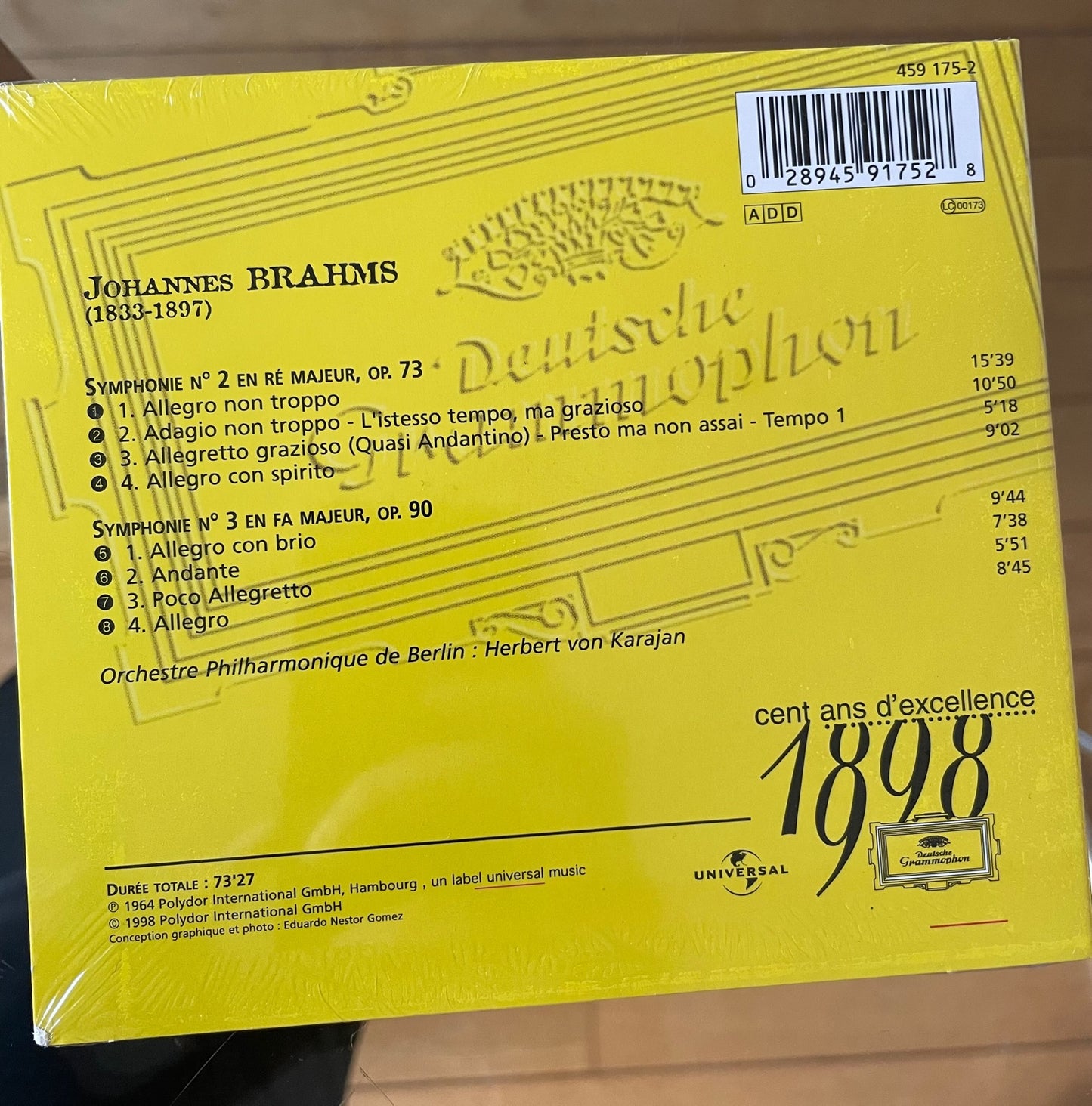 CD Brahms Symphonies n°2 et 3 sous la direction de Herbert von Karajan