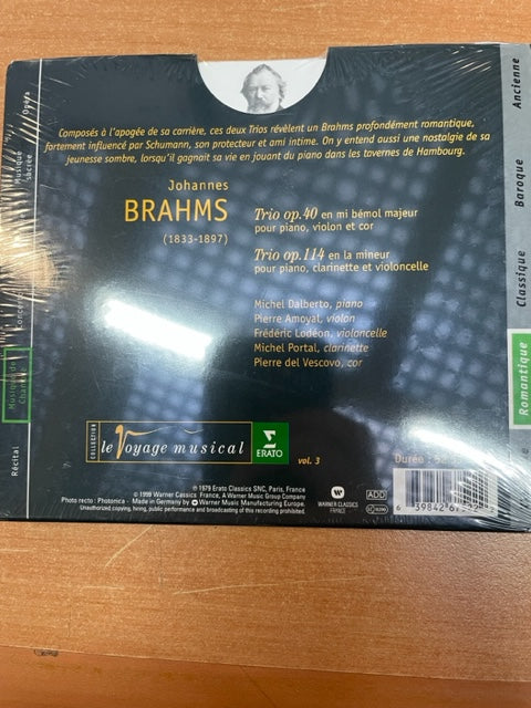 CD Brahms trio pour piano, violon et cor en mi bémol majeur opus 40, Trio pour piano, clarinette et violoncelle en la mineur opus 114